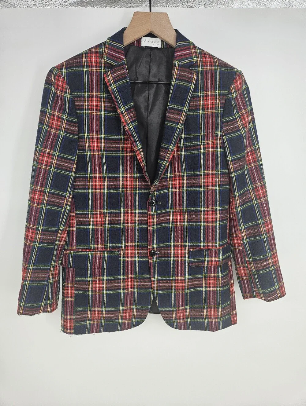 Trish Scully Child Red Tartan Plaid Stewart Suit Jacket Size 14